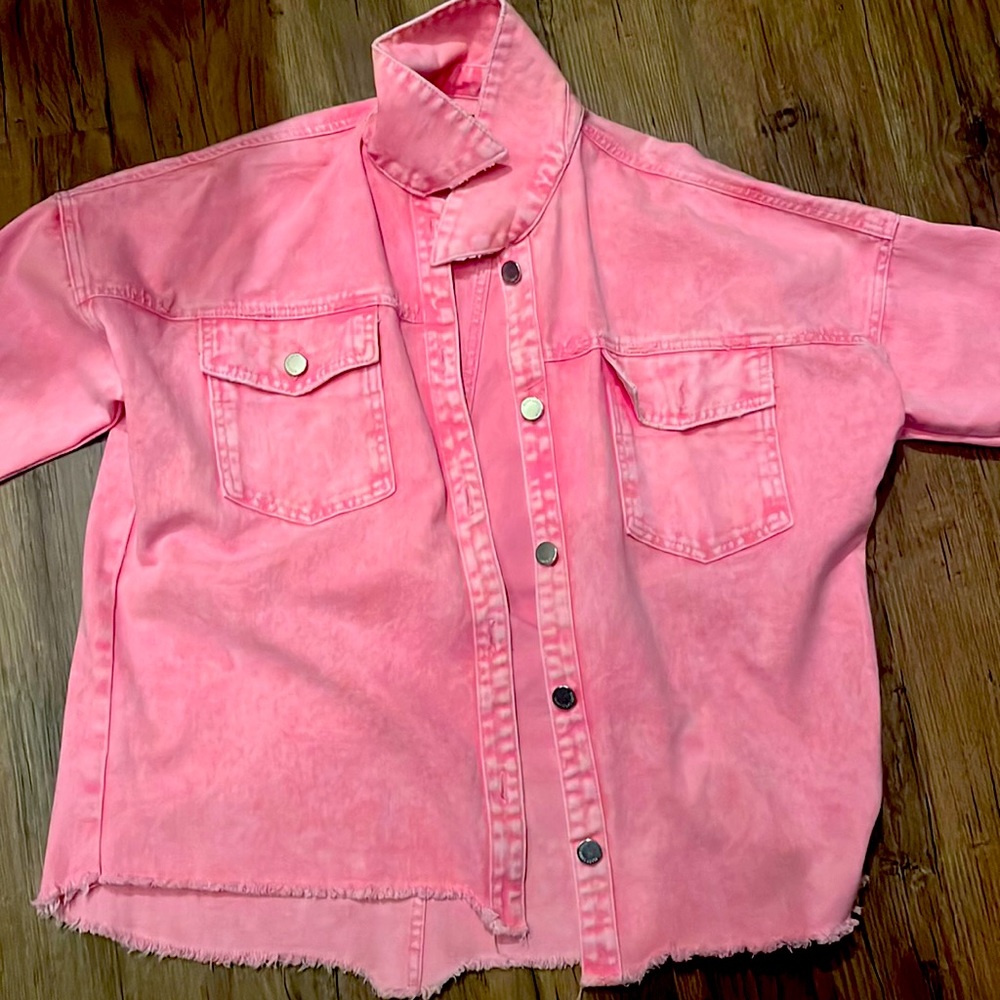 Hot pink denim jacket